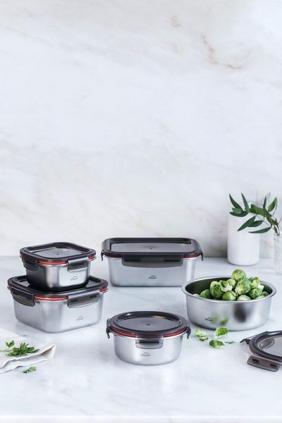 Mikrob&oslash;lgesikker matboks i st&aring;l m/tett lokk - 5000ml fra LACOR