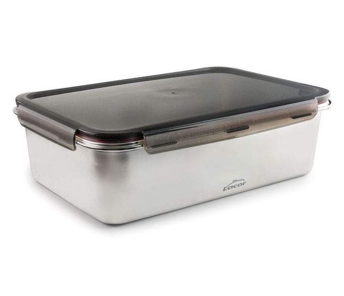 Mikrob&oslash;lgesikker matboks i st&aring;l m/tett lokk - 6600ml fra LACOR